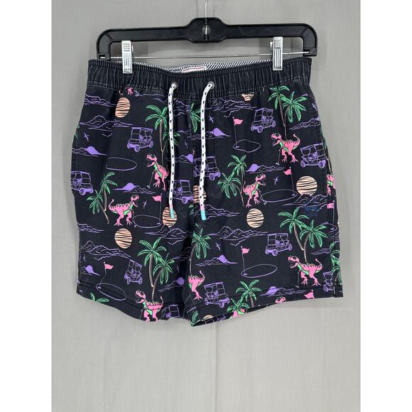 Party Pants Other - Party Pants Swim Shorts Mens Small Black Dinosaur Golf Animal Trunks Colorful